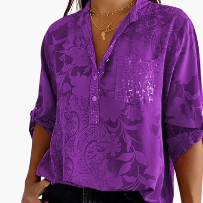Women's Short Sleeve Button-Down Shirt Cotton Printed