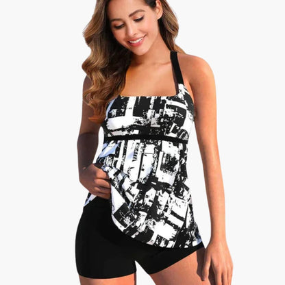 Women's Printed Tankini Swimsuit and Shorts