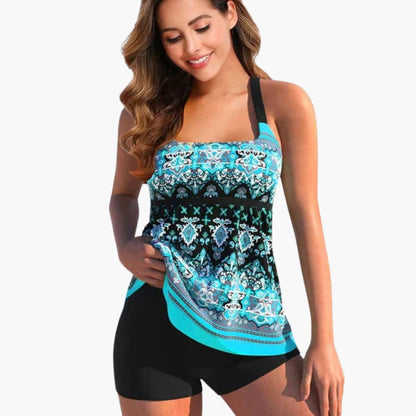 Women's Printed Tankini Swimsuit and Shorts