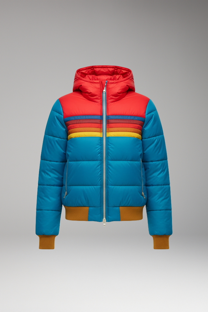 Women's Puffer Jacket Hooded Striped - Vonnera