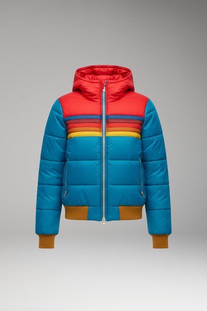 Women's Puffer Jacket Hooded Striped - Vonnera