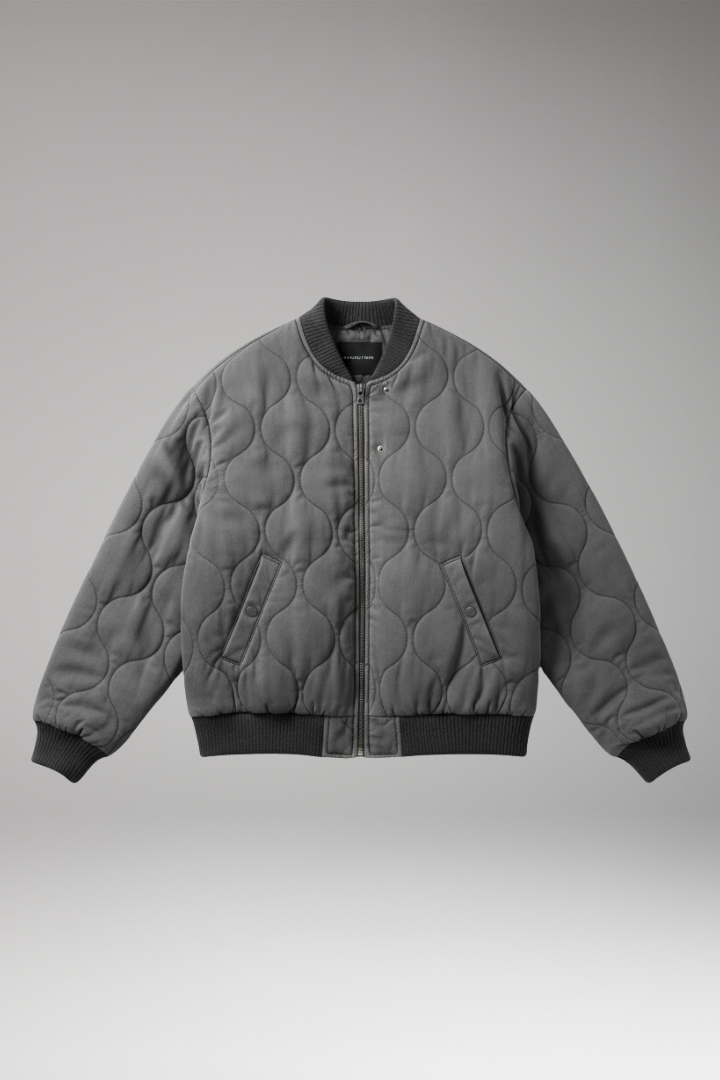 Women's Quilted Bomber Jacket Ribbed High Collar - Vonnera