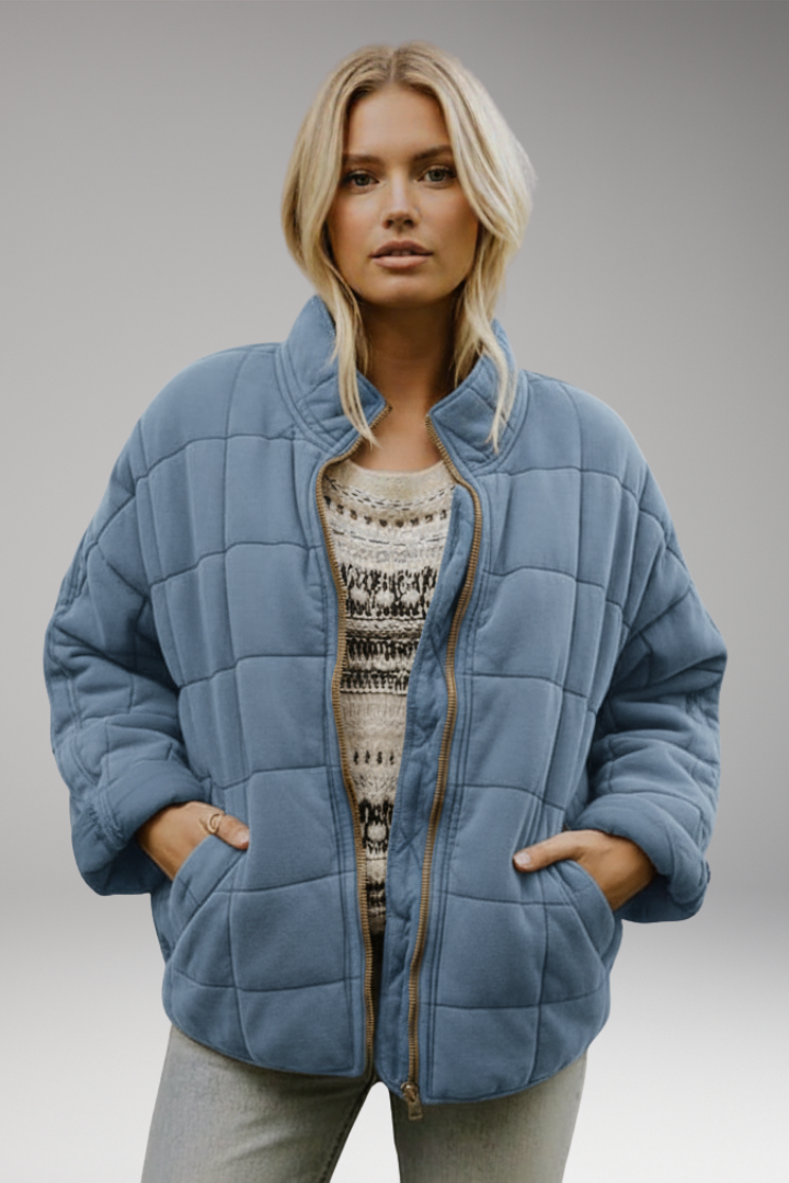 Women's Quilted Zip Jacket High Collar
