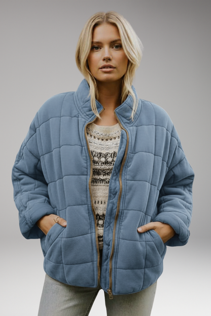 Women's Quilted Zip Jacket High Collar