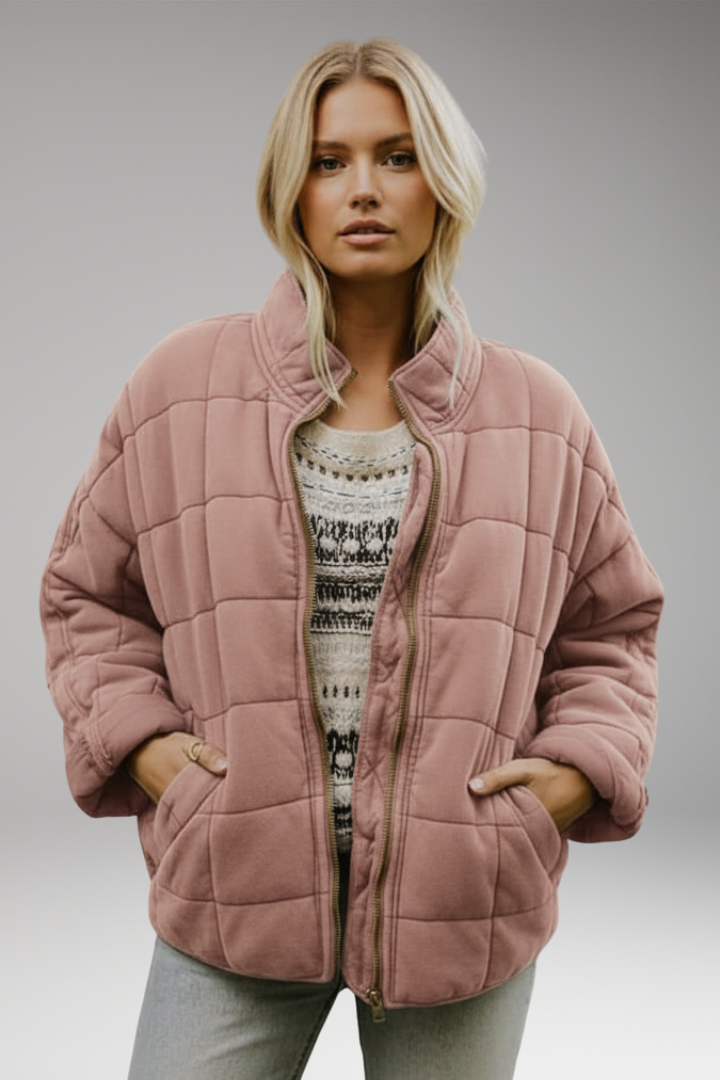 Women's Quilted Zip Jacket High Collar