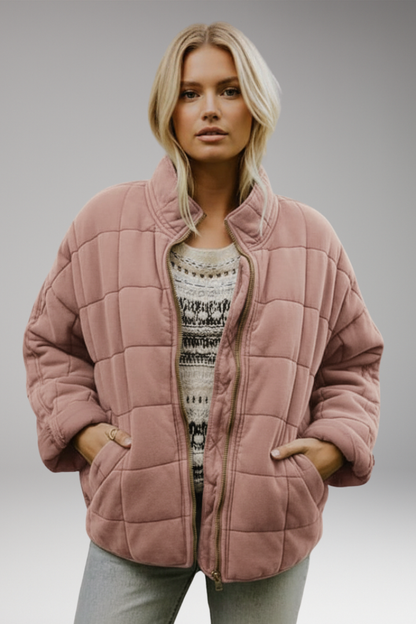 Women's Quilted Zip Jacket High Collar