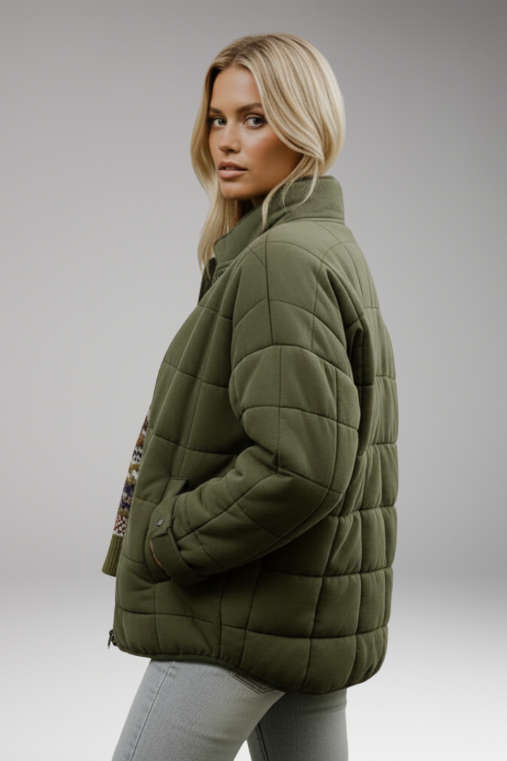 Women's Quilted Zip Jacket High Collar