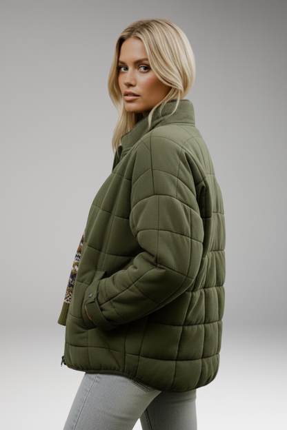Women's Quilted Zip Jacket High Collar