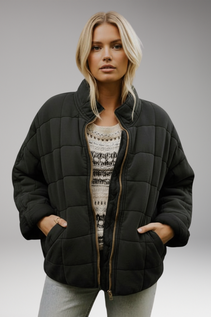 Women's Quilted Zip Jacket High Collar