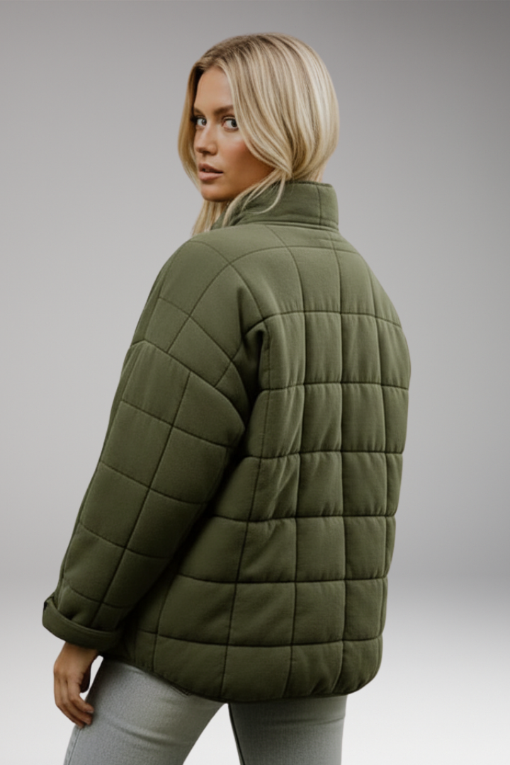 Women's Quilted Zip Jacket High Collar