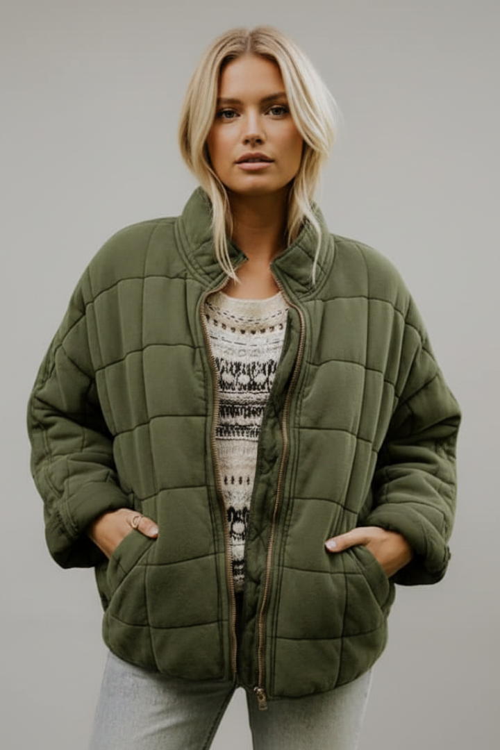 Women's Quilted Zip Jacket High Collar