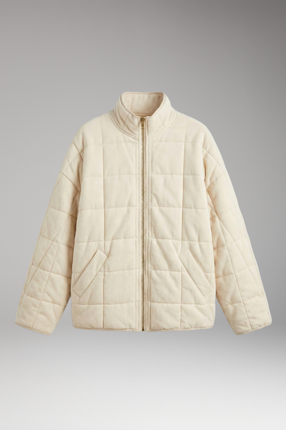 Women's Quilted Jacket Full-Length Zipper - Vonnera