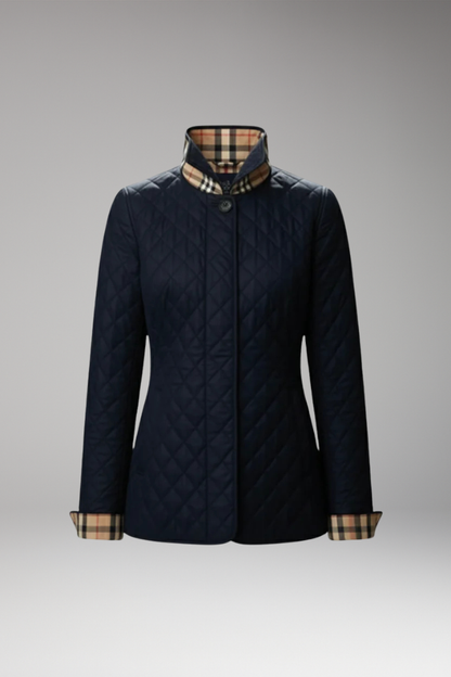 Women's Quilted Jacket Button Front Stand Collar - Vonnera