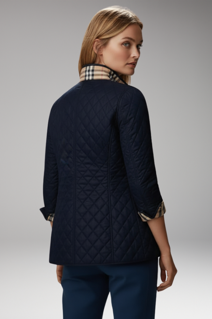 Women's Quilted Jacket Button Front Stand Collar