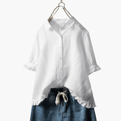 Women's Long Sleeve Blouse Relaxed Fit Cotton Pullover - Vonnera