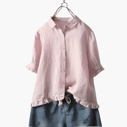 Women's Long Sleeve Blouse Relaxed Fit Cotton Pullover