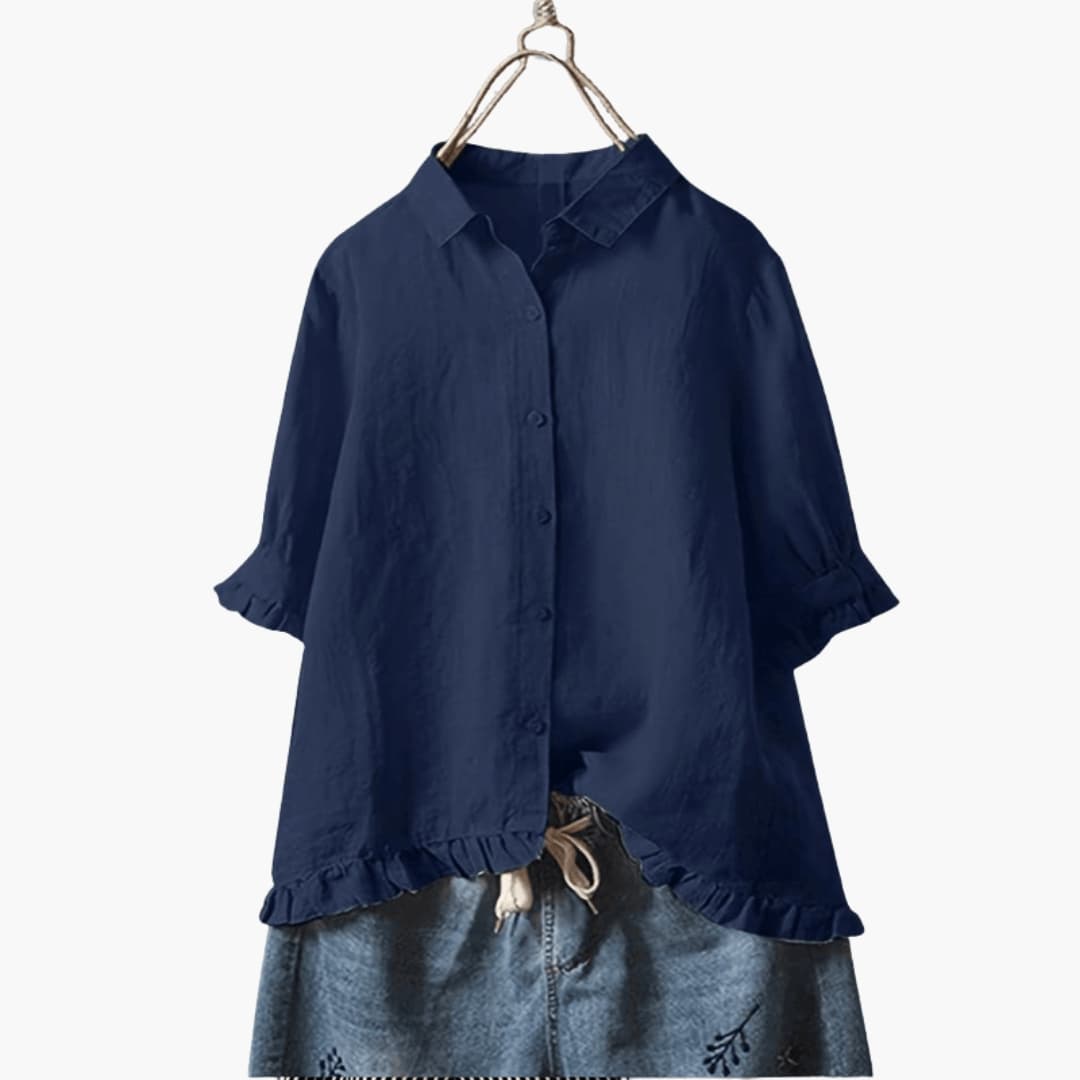 Women's Long Sleeve Blouse Relaxed Fit Cotton Pullover