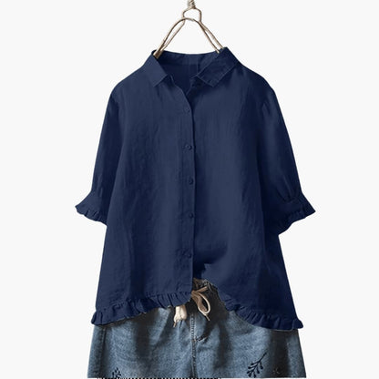 Women's Long Sleeve Blouse Relaxed Fit Cotton Pullover