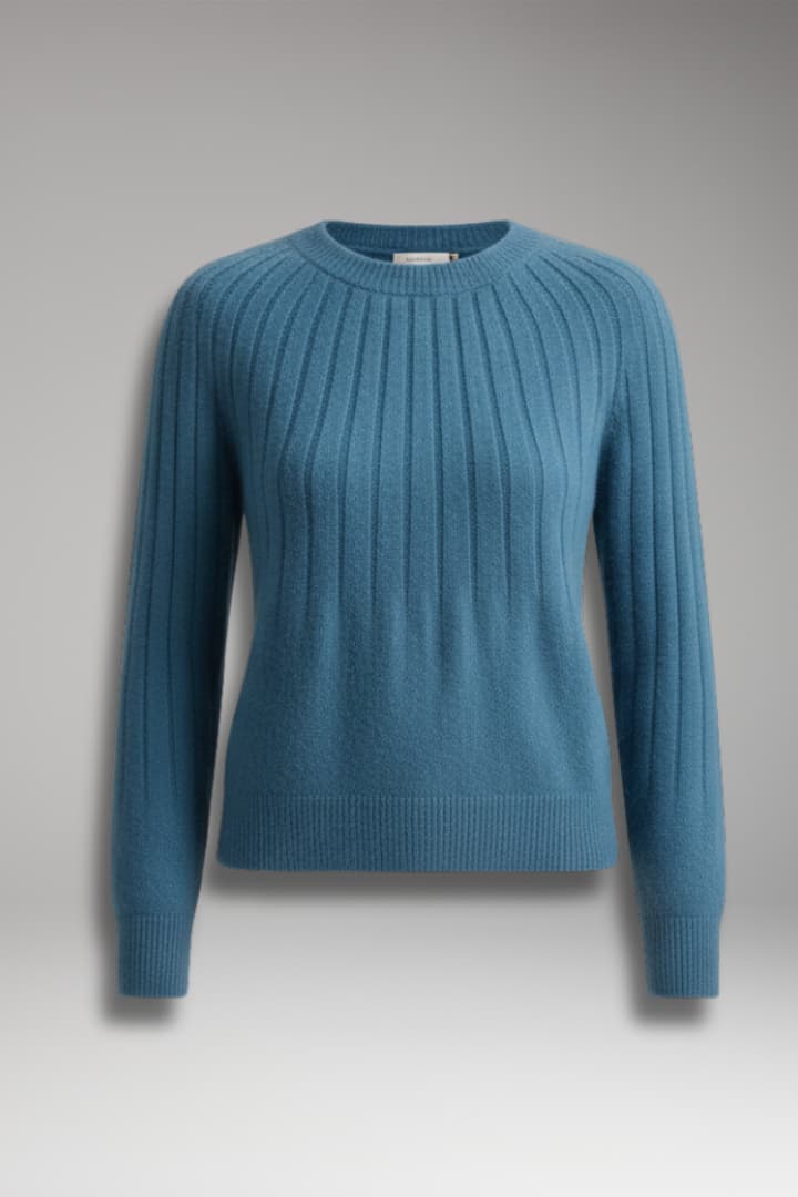 Women's Round Neck Ribbed Sweater - Vonnera