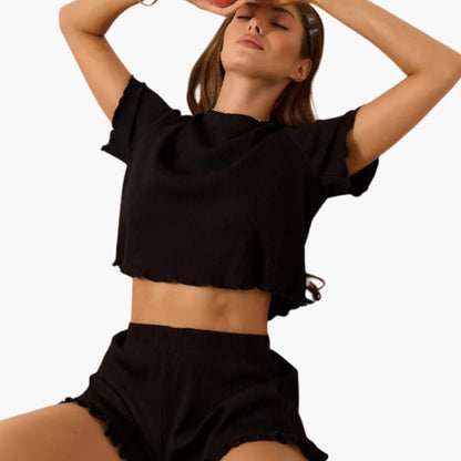 Women's Two-Piece Ribbed And Shorts Set