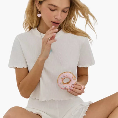Women's Two-Piece Ribbed And Shorts Set