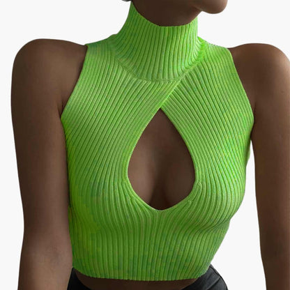 Women's Sleeveless Ribbed High Collar - Vonnera