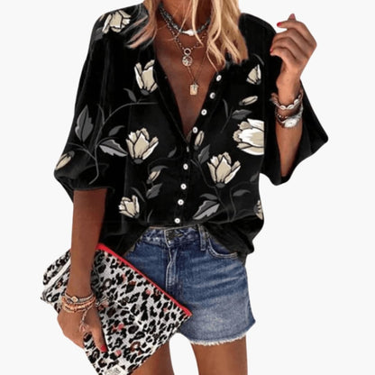 Women's Short Sleeve Blouse Woven - Vonnera