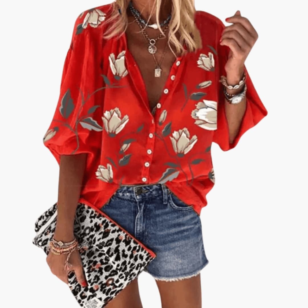 Women's Short Sleeve Blouse Woven