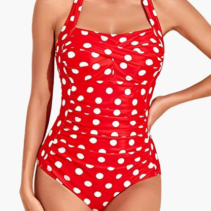 Women's Halter One-Piece Swimsuit Open Back Ruched
