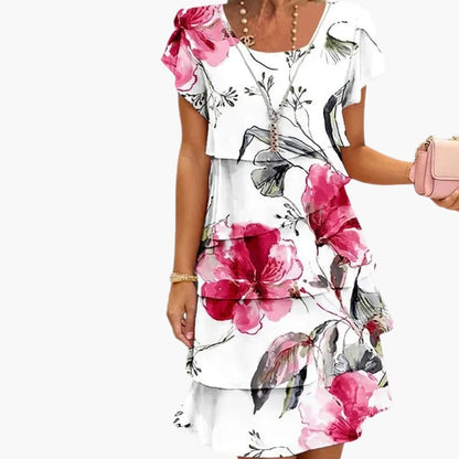 Women's Short Sleeve Printed Midi Dress - Vonnera