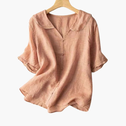 Women's V-Neck Cotton Blouse