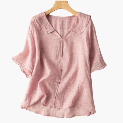 Women's V-Neck Cotton Blouse