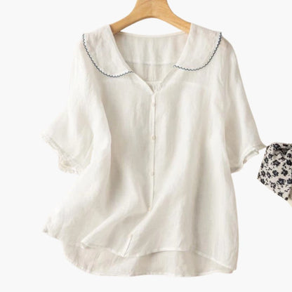 Women's V-Neck Cotton Blouse