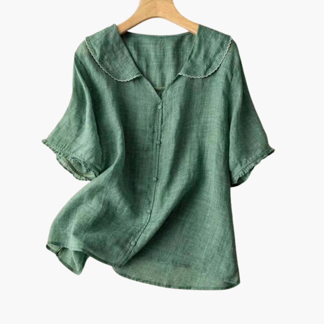 Women's V-Neck Cotton Blouse - Vonnera