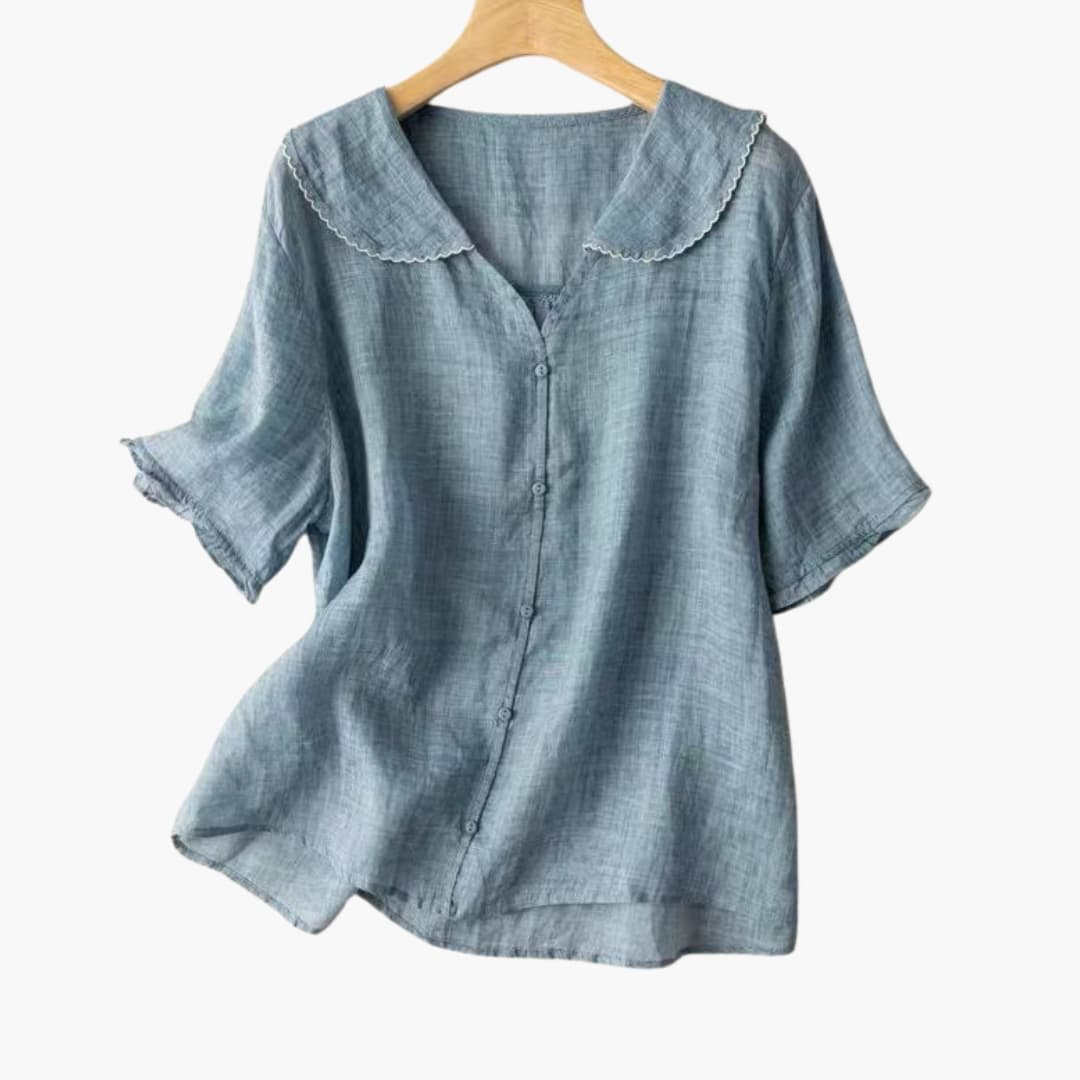 Women's V-Neck Cotton Blouse