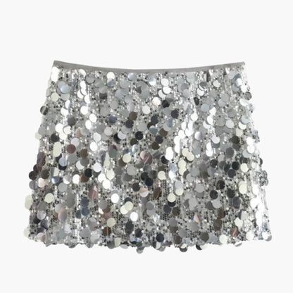 Women's Sequin Mini Skirt Straight Hemline - Vonnera
