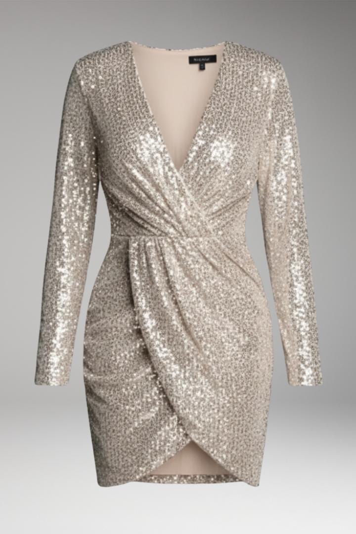 Women's Sequin Dress Adjustable Waist Tie Shimmering - Vonnera