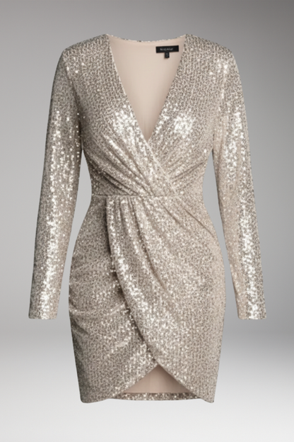 Women's Sequin Dress Adjustable Waist Tie Shimmering - Vonnera