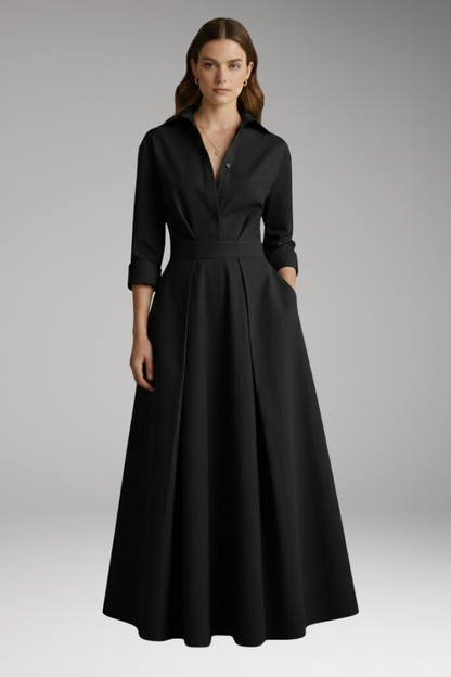 Women's Button Front Shirt Dress Defined Waist