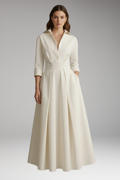 Women's Button Front Shirt Dress Defined Waist