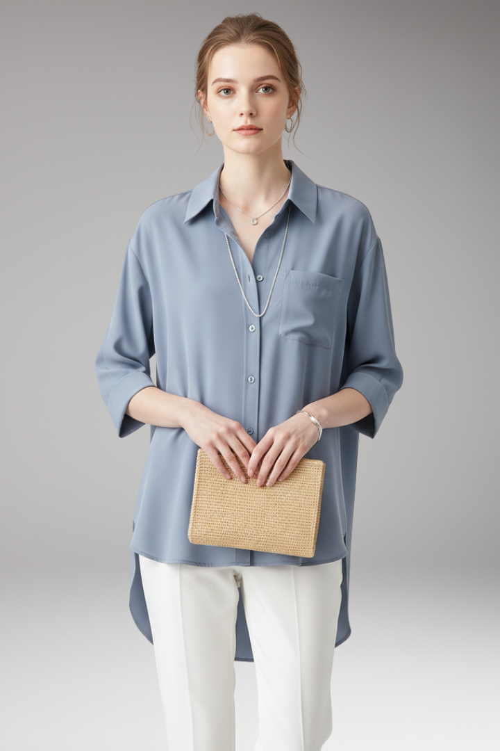 Women's Casual Button Front Shirt With Pocket