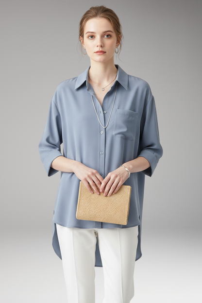 Women's Casual Button Front Shirt With Pocket