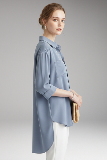Women's Casual Button Front Shirt With Pocket