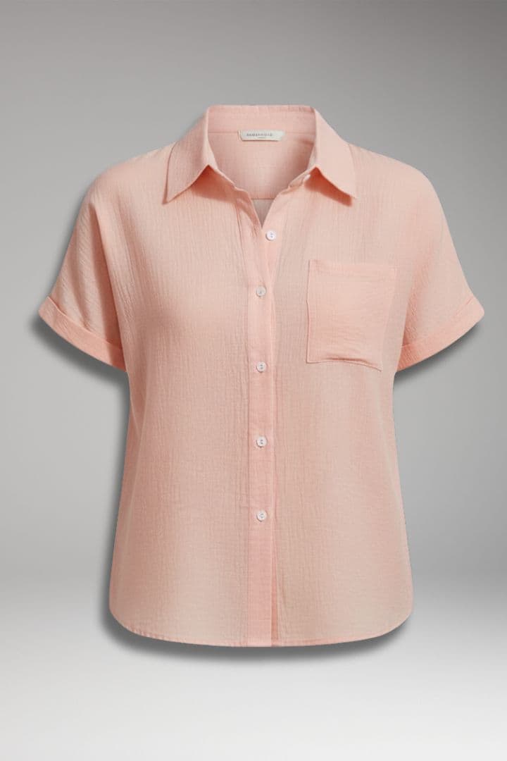 Women's Button Front Blouse with Pocket - Vonnera