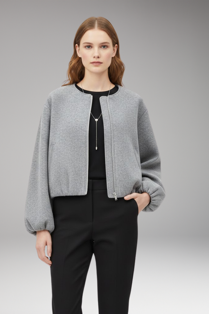 Women's Bomber Jacket Zip Front Long Sleeve