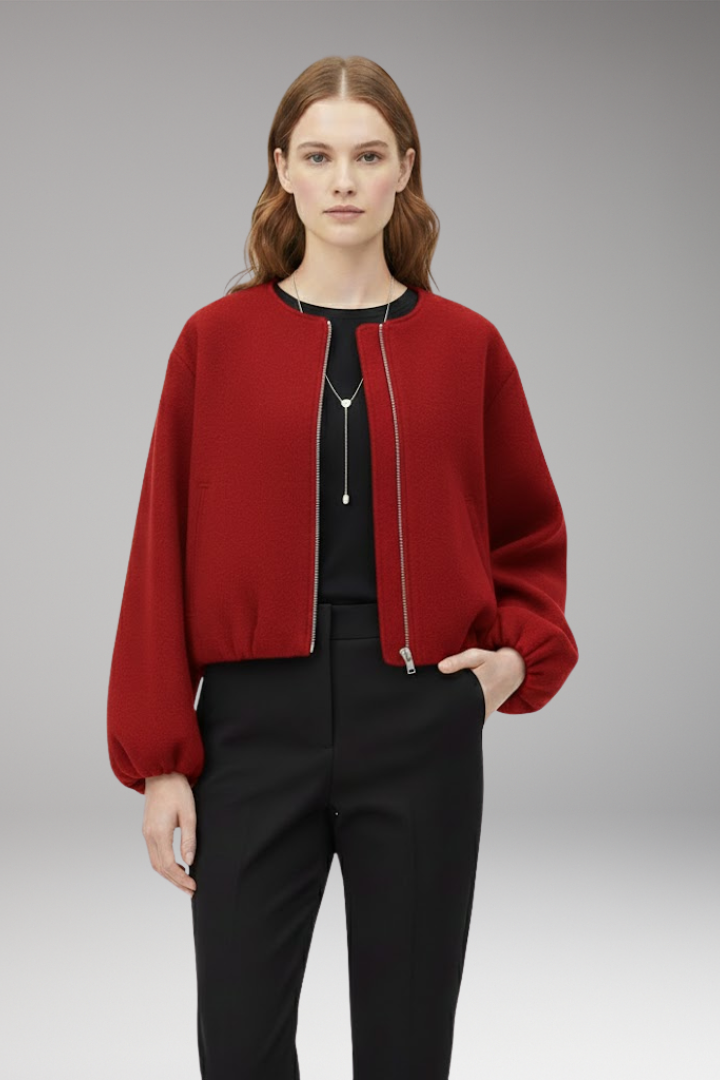 Women's Bomber Jacket Zip Front Long Sleeve