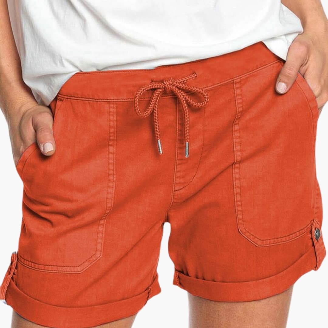 Women's Drawstring Shorts Cuffed Hem