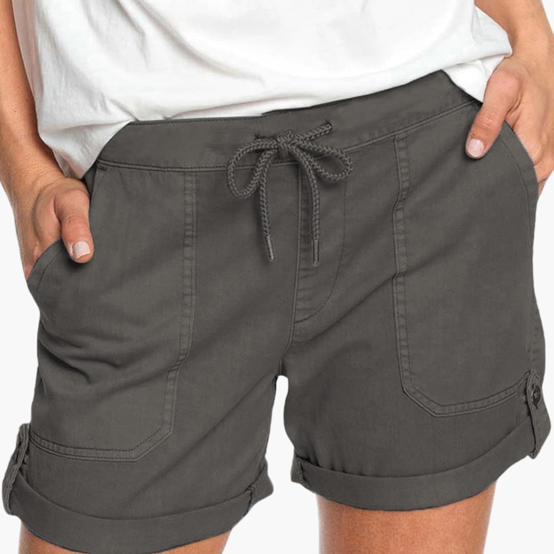 Women's Drawstring Shorts Cuffed Hem