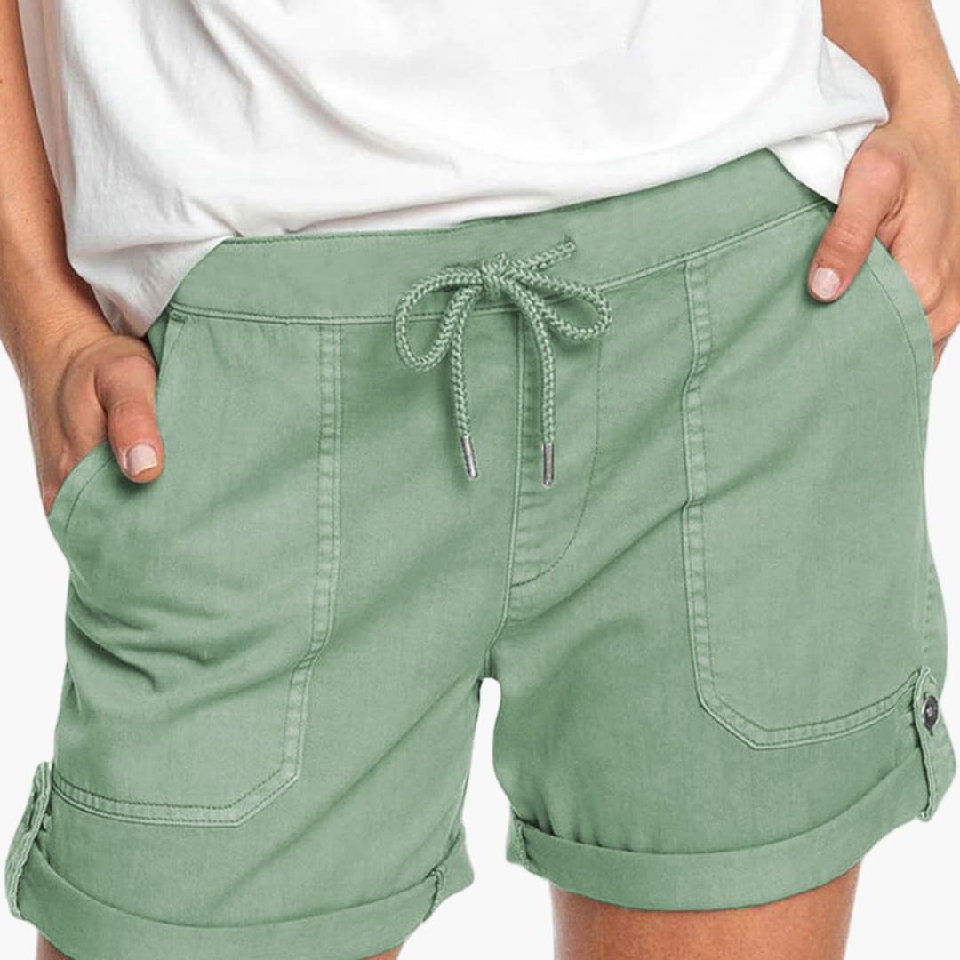Women's Drawstring Shorts Cuffed Hem