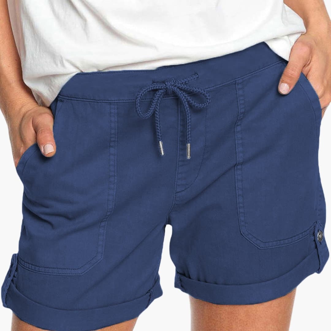 Women's Drawstring Shorts Cuffed Hem